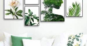 Tranh Treo Tường Cô Gái Và Lá Xanh