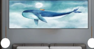 Tranh Treo Tường Nghệ Thuật Hiện Đại Cá Voi Xanh 2