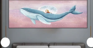 Tranh Treo Tường Nghệ Thuật Hiện Đại Cá Voi Xanh 3
