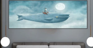 Tranh Treo Tường Nghệ Thuật Hiện Đại Cá Voi Xanh