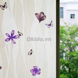 Decal dán kính hoa tím