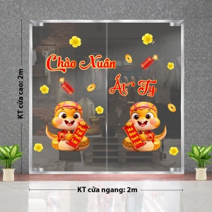 DECAL DÁN KÍNH TRANG TRÍ TẾT ẤT TỴ CHÀO XUÂN CHÚC THÀNH CÔNG