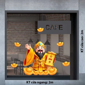 DECAL DÁN KÍNH TRANG TRÍ TẾT ÔNG THẦN TÀI CHÚC TẾT BÌNH AN