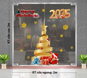 DECAL GIÁNG SINH 2025 CÂY THÔNG HÌNH DÂY VÀ NGÔI SAO VÀNG