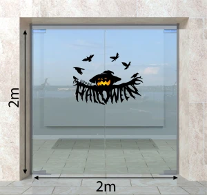 DECAL TRANG TRÍ BẢNG CHÀO HALLOWEEN BÍ NGÔ ĐEN