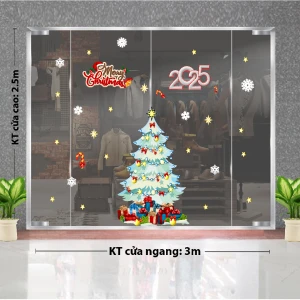 DECAL TRANG TRÍ GIÁNG SINH 2025 CÂY THÔNG TRẮNG