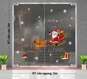 DECAL TRANG TRÍ GIÁNG SINH ÔNG GIÀ NOEL BÊN TÚI QUÀ TRÊN XE TUẦN LỘC
