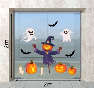 DECAL TRANG TRÍ HALLOWEEN BÓNG MA VÀ BÙ NHÌN
