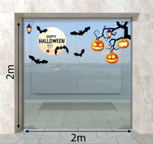 DECAL TRANG TRÍ HALLOWEEN MẶT TRĂNG DƠI VÀ CÂY BÍ NGÔ