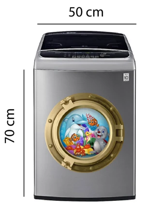 Decal trang trí máy giặt cá heo xanh và nemo