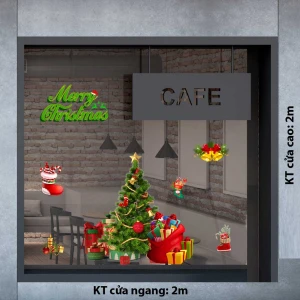 DECAL TRANG TRÍ NOEL CÂY THÔNG XANH MERRY CHRISMAST VÀ NHỮNG GÓI QUÀ