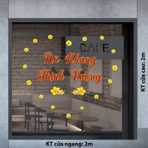 DECAL TRANG TRÍ TẾT AN KHANG THỊNH VƯỢNG VÀ MAI VÀNG