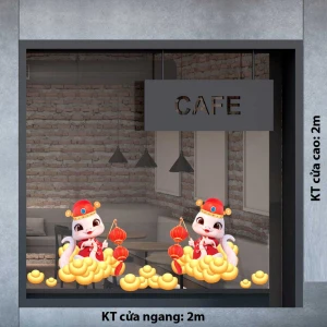 DECAL TRANG TRÍ TẾT ẤT TỴ ĐÔI RẮN CẦM LỒNG ĐÈN