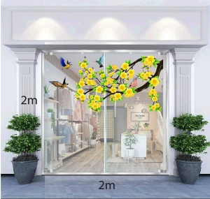 Decal trang trí tết Cành mai vàng khoa sắc xuân B