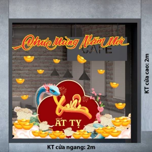 DECAL TRANG TRÍ TẾT CHÚC MỪNG NĂM MỚI XUÂN ẤT TỴ
