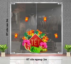 DECAL TRANG TRÍ TẾT MÂM BÁNH CHƯNG DƯA HẤU