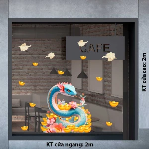 DECAL TRANG TRÍ TẾT RẮN NGỌC NHÃ VÀNG