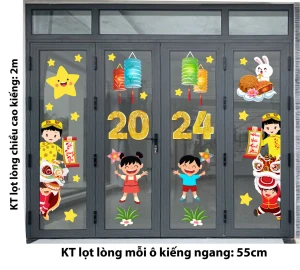 DECAL TRANG TRÍ TẾT TRUNG THU 2024 TẾT ĐOÀN VIÊN VUI TƯƠI HẠNH PHÚC