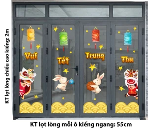 DECAL TRANG TRÍ TẾT TRUNG THU CHO CỬA HÀNG TIỆN LỢI ĐÔI LÂN CHÀO ĐÓN