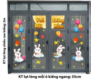 DECAL TRANG TRÍ TẾT TRUNG THU CHO CỬA XINGFA VUI HỘI TRĂNG RẰM