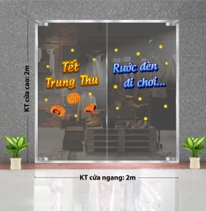 DECAL TRANG TRÍ TẾT TRUNG THU CHO TRƯỜNG TIỂU HỌC RƯỚC ĐÈN ĐI CHƠI