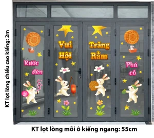 DECAL TRANG TRÍ TẾT TRUNG THU VUI HỘI TRĂNG RẰM RƯỚC ĐÈN PHÁ CỔ