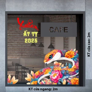 DECAL TRANG TRÍ TẾT XUÂN ẤT TỴ 2025 RẮN HOA