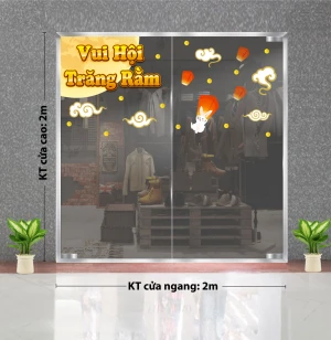 DECAL TRANG TRÍ TRUNG THU VUI HỘI TRĂNG RẰM VÀ ÁNH TRĂNG