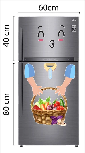 Decal trang trí tủ lạnh giỏ rau củ quả