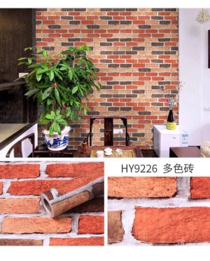 Giấy dán tường có keo gạch cam đỏ
