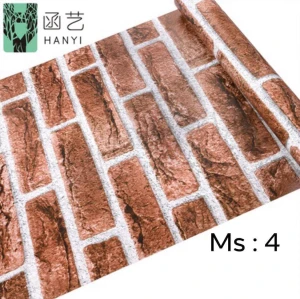 Giấy dán tường có keo gạch nâu đỏ