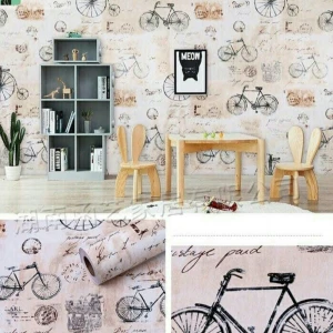 Giấy dán tường có keo Tem và xe đạp