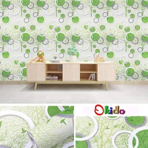 Giấy decal vòng tròn xanh lá và cây xanh