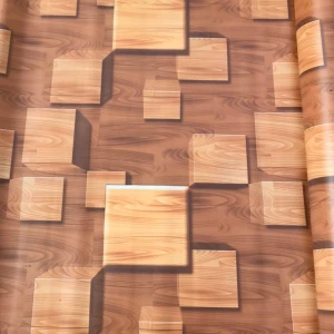 Simili lót sàn họa tiết vân gỗ vàng nâu 3D
