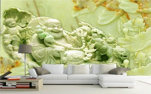 Trang ngọc cẩm thach 3D phật di lặc hoan hỉ