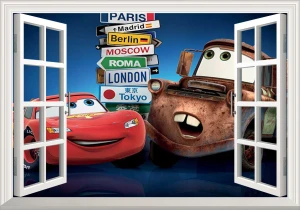 Tranh 3D cửa sổ phim hoạt hình Mc Queen