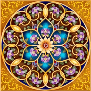 TRANH DÁN TRẦN 3D HỌA TIẾT TRÒN CỔ ĐIỂN HOA TRONG HOA