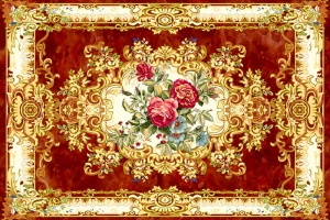 TRANH DÁN TRẦN 3D HOA VĂN CỔ ĐIỂN HOA HỒNG