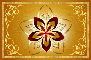 TRANH DÁN TRẦN 3D KÍNH VẠN HOA VÀNG ĐỒNG