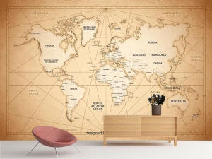 Tranh dán tường 3D bản đồ các nước có đường xích đạo chạy qua