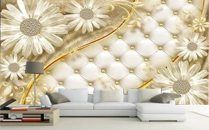 Tranh dán tường 3D cành vàng lá ngọc