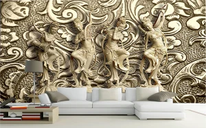 Tranh dán tường 3D tiên nữ vàng đồng