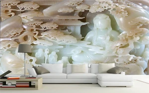 Tranh ngọc dán tường 3D mẹ quan âm trên bảo tọa