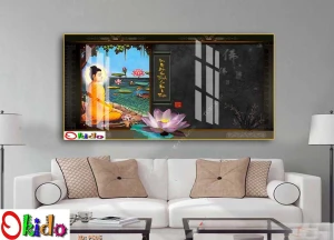 TRANH PHẬT THÍCH CA MÂU NI NGỒI TỌA THIỀN DƯỚI CÂY BỒ ĐỀ