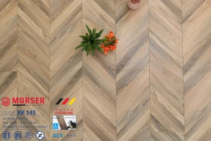 Sàn gỗ Morser 8mm cốt xanh vân xương cá 3D XK143