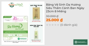 Băng Vệ Sinh Dạ Hương Siêu Thấm Cánh Ban Ngày 23cm 8 Miếng