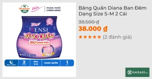 Băng Vệ Sinh Diana Dạng Quần Ban Đêm Size S-M 2 Chiếc/Gói
