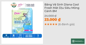 Băng Vệ Sinh Diana Sensi Cool Fresh Mát Dịu Siêu Mỏng Cánh 8M