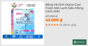 Băng Vệ Sinh Diana Sensi Cool Fresh Mát Lạnh Siêu Mỏng Cánh 20M