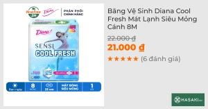 Băng Vệ Sinh Diana Sensi Cool Fresh Mát Lạnh Siêu Mỏng Cánh 8M